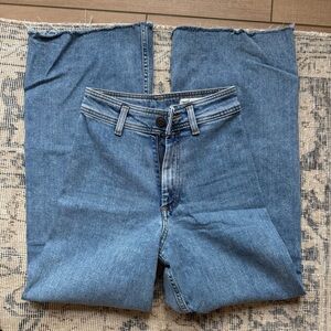 Zara Marine Wide Leg High Waisted Blue Denim Jeans size 2